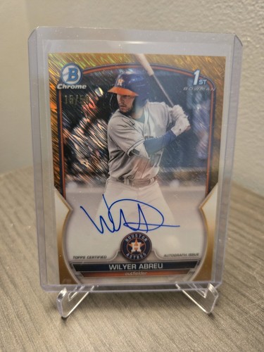 WILYER ABREU 2023 BOWMAN CHROME 1ST BOWMAN GOLD SHIMMER AUTO 15/50 MINT
