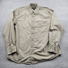 Eddie Bauer Shirt Mens Tall XL Khaki Relaxed Fit Button Front Cotton Casual