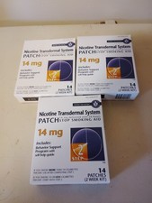 3 BOXES NICOTINE TRANSDERMAL SYSTEM... STEP 2  14MG. 6 WEEK KIT. 42 PATCHES