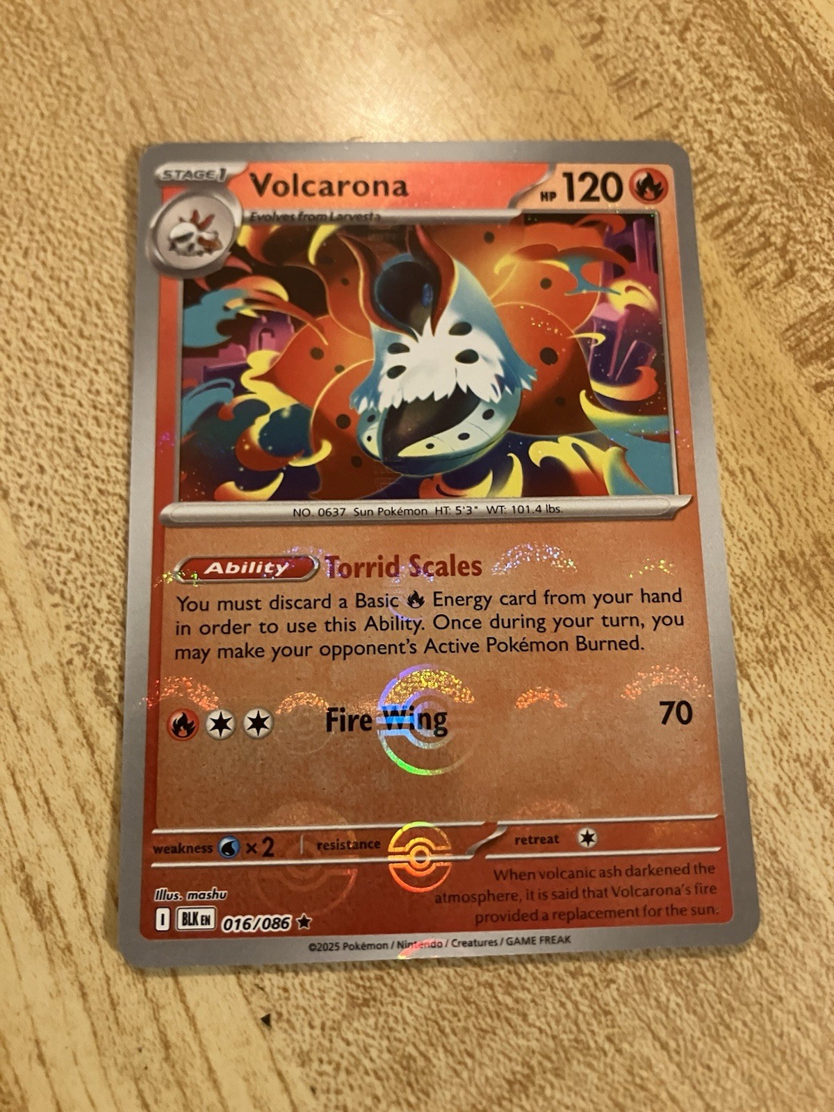 Volcarona 016/086 Rare Master Ball - SV Black Bolt Pokémon TCG (NM)