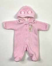 Carters Pajamas 3 Month Baby Bodysuit Bear Sherpa Pink Zip Up Hood Footie