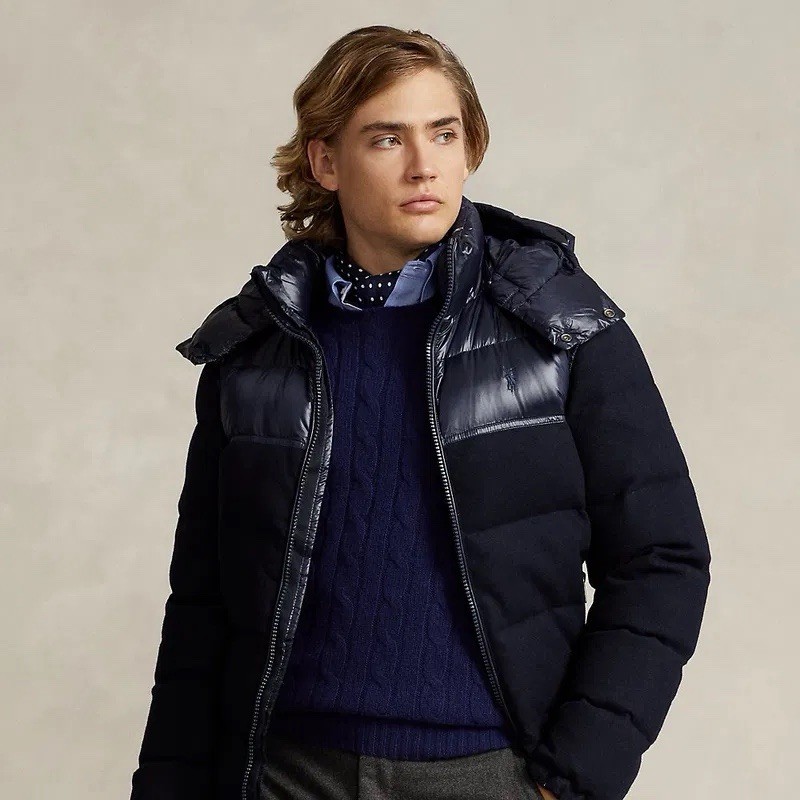 $598 POLO RALPH LAUREN Navy Blue The Decker Hybrid Down Puffer