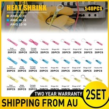 2SET 540PCS Solder Seal Sleeve Waterproof Heat Shrink Butt Wire Connectors