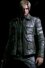 Resident Evil Leon Kennedy 6 Black Jacket  Handmade Black Biker Leather Jacket