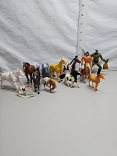 Vtg Mixed Lot Small Plastic Horses Indian  Bank Robber