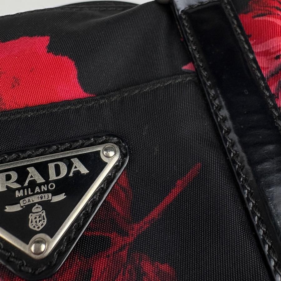 PRADA 2-Way Shoulder Bag BN1052 Nylon Black Red with Shoulder Strap #BS1846 thumbnail 6