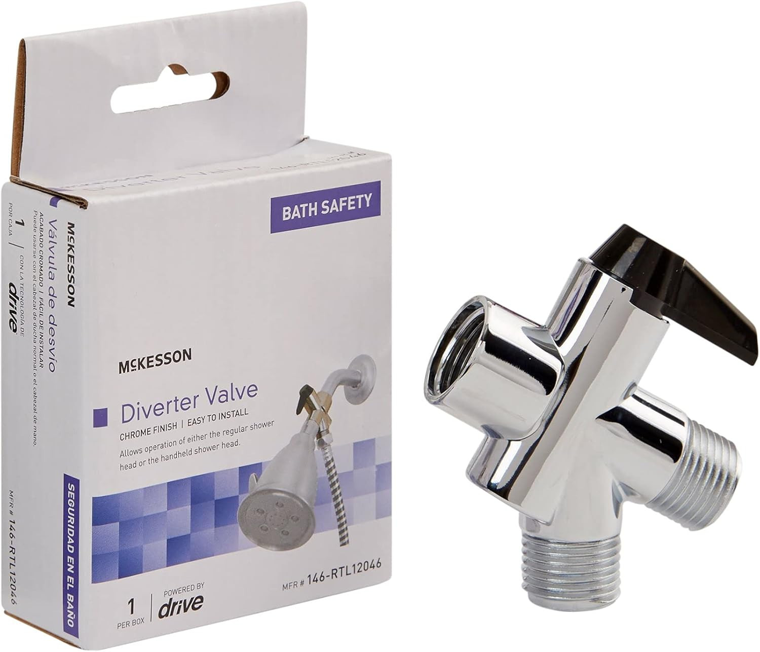 Diverter Valve for Handheld Shower Head Chrome Plated Finish 1/2 in T-image