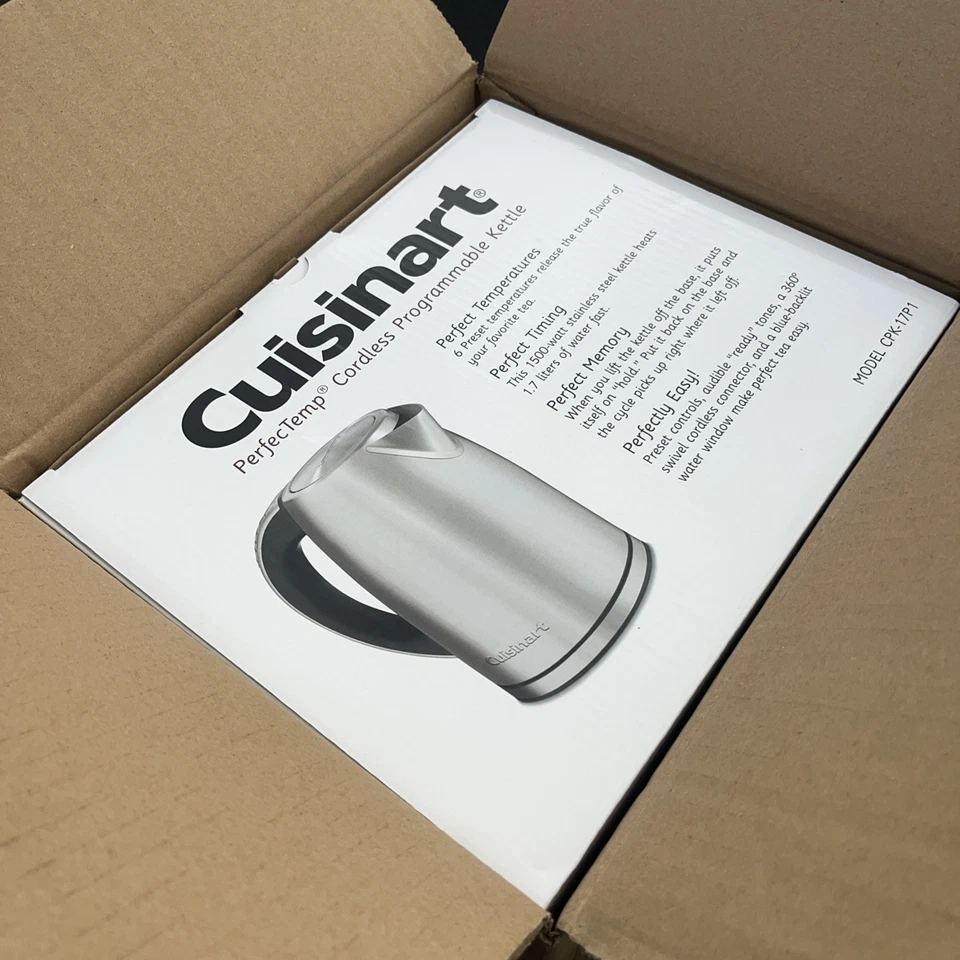 Nuevo Hervidor Eléctrico Inalámbrico Cuisinart Perfectemp 1.7L CPK-17P1 Acero Inoxidable Foto 2 de 4