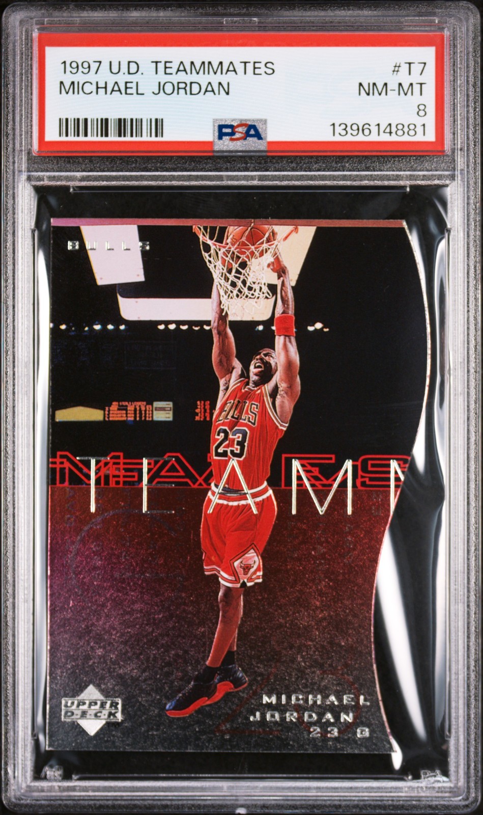 1997 UD TEAMMATES #T7 MICHAEL JORDAN PSA 8