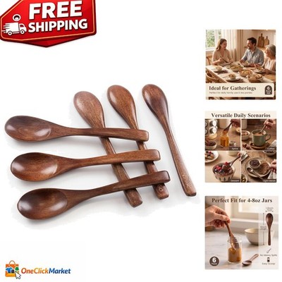 Natural Schima Superba Wooden Spoons - 6 Inch Craft & Kitchen Essentials