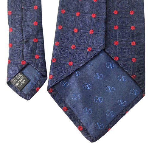 Valentino Krawatte 100% Seide Marineblau Rot Herren Designer - Bild 6 von 6