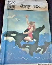 Vtg 1980s Simplicity Pattern 8670 Plush Whale...