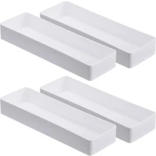4-Pack 9.5x3x1.4 inch White Plastic Drawer Organizer Tray Stationery Holder