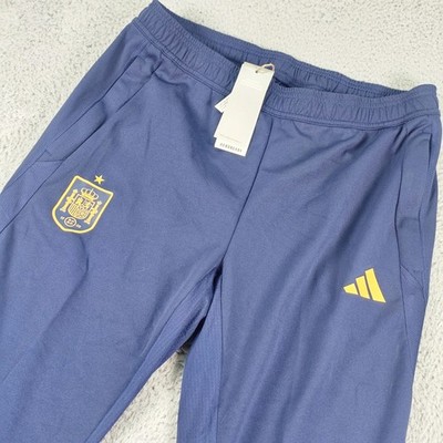 Spain Pants Mens Large Blue Soccer Football Adidas AEROREADY Slim Fit Training