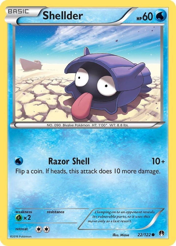 2016 Pokemon: XY - BREAKpoint - Shellder 22 (#22/122, Common, Moderately Played)
