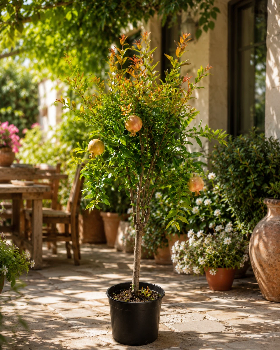 Produktbild von Punica Granatum 'Hicaz' – Großer Granatapfelbaum (150–170 Cm) Winterhart, Mit Violetter Blüte, Für Garten & Terrasse
