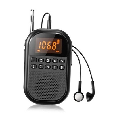 Pocket AM FM Radio:1100mAh Rechargeable Radio Supports Bluetooth, Mini FM Black