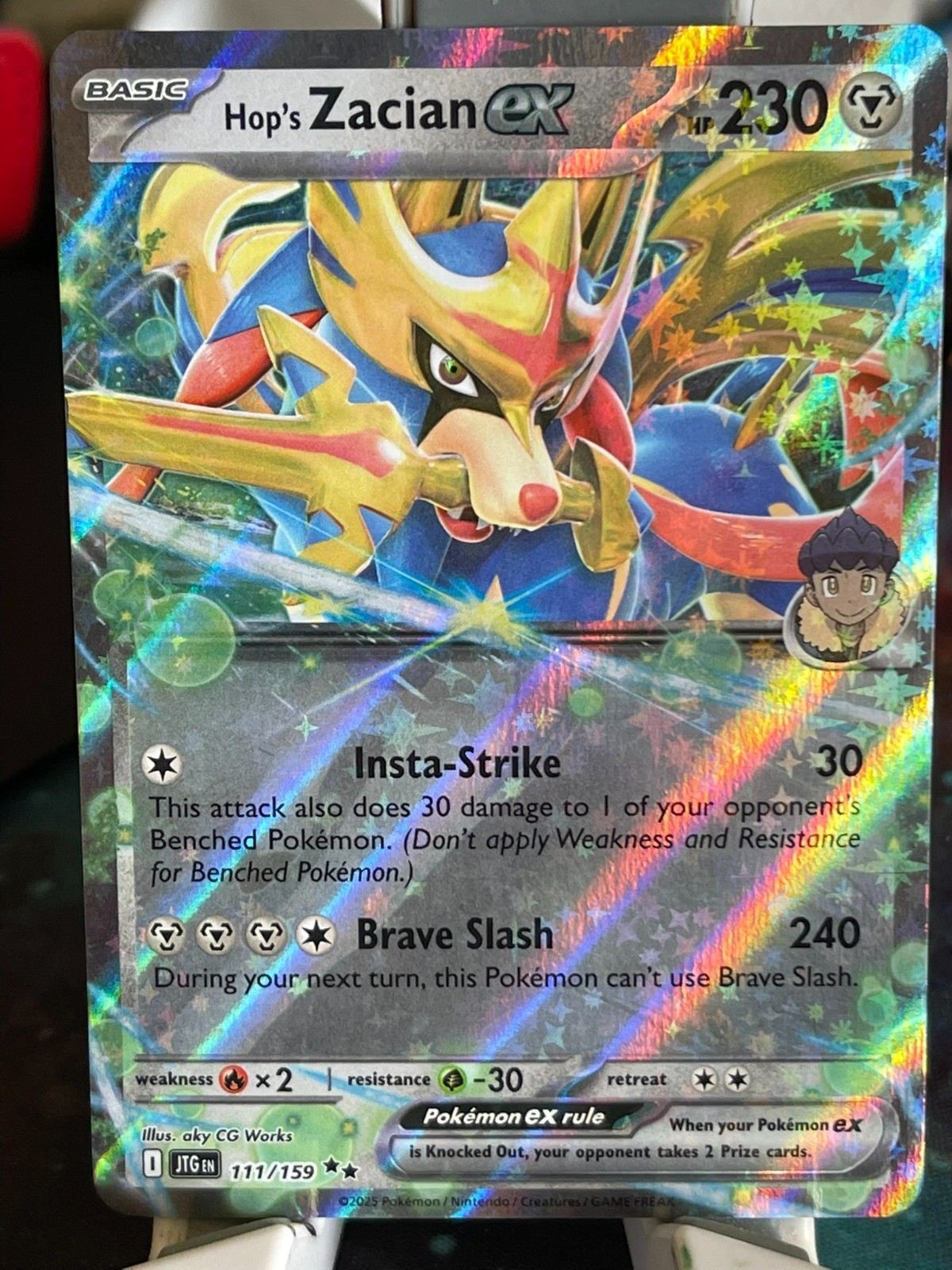 POKEMON HOP'S ZACIAN EX 111/159 DOUBLE RARE HOLOFOIL JOURNEY TOGETHER NM CARD
