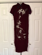 Saigon Tailor Women s Silk Velvet Cheong-sam Dress Red Size S/M
