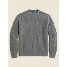 J.Crew Fisherman Rib Knit Sweater Mens XL Gray Crew Neck Cotton Pullover
