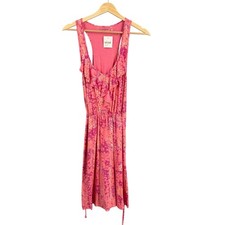 Caslon Pink Midi Dress Floral Print Ruffle Tie Waist Knit Summer Size Small