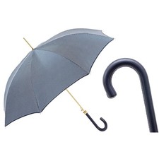 Luxury Navy Pied de Poule Umbrella Leather Handle Handmade in Italy Gift
