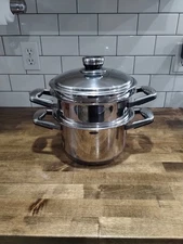 Professional Platinum Titanium Cookware 4 qt 24 Elements Pot Steamer Boiler T304