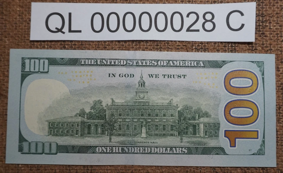 2021 $100 BILL US FEDERAL RESERVE NOTE BIRTHDAY LOW SERIAL NUMBER 00000028 UNC' - Image 3 of 3