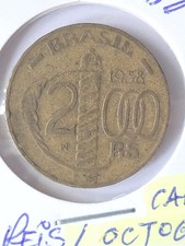 BRASIL - 2.000 REIS - 1938 - CANTO OCTOGONAL - MBC - BRONCE ALUMINIO -