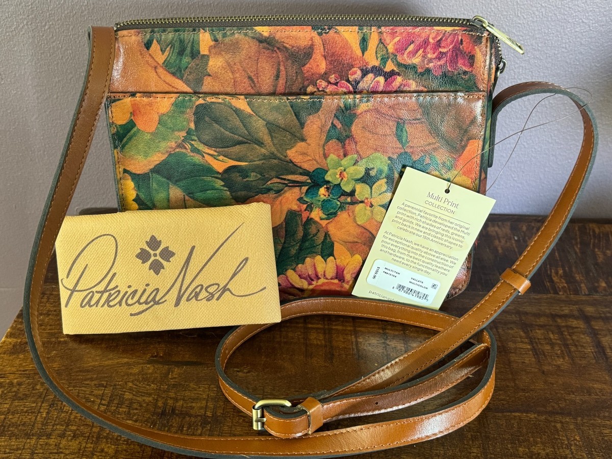 NEW Patricia Nash Crossbody VALLATA Handbag Purse Leather Floral 
