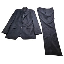 Lauren Ralph Lauren Men Navy Blue Glen Plaid 100 Wool 2-Piece Suit Made Canada