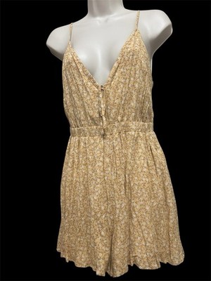 NEW With TAGS Uncharted Threads  Vntg Womens Romper Yellow Floral Sleeveless