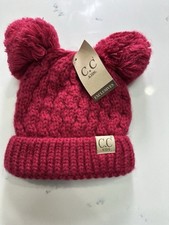 C.C Exclusives Childrens Place Pompom Knitted Beanie for Kids One Size Pink-0021