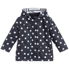 Weekend A La Mer Kids Dotted Rain Coat Full Zip Polka Dot Navy White Size 18M