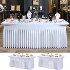 6ft White Spandex Tablecloth for Rectangle Tables, 2 Pack for Wedding Party