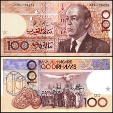 Morocco 100 Dirhams, 1987 (AH1407), P-65d, UNC