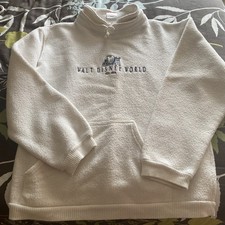 Vintage 90s Disney World Mickey Fleece Sweater Adult X-Large White Terry Cloth