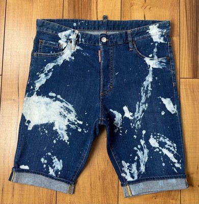 100%ORIG DSQUARED JEANS SHORTS PAINTED GR.50 BLAU DISTRESSED S/S17 S71MU0471
