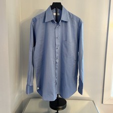 Ermenegildo Zegna Mens Blue Dress Shirt 16 41 Comfort Fit Italian Luxury