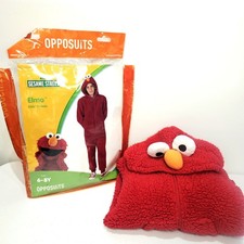 Elmo Kids 6-8Y Sesame Street Opposuits Red Fleece Jumpsuit Halloween Costume