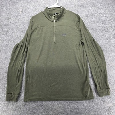 Helly Hansen Pullover Mens XL Green Merino Wool Quarter Zip Long Sleeve