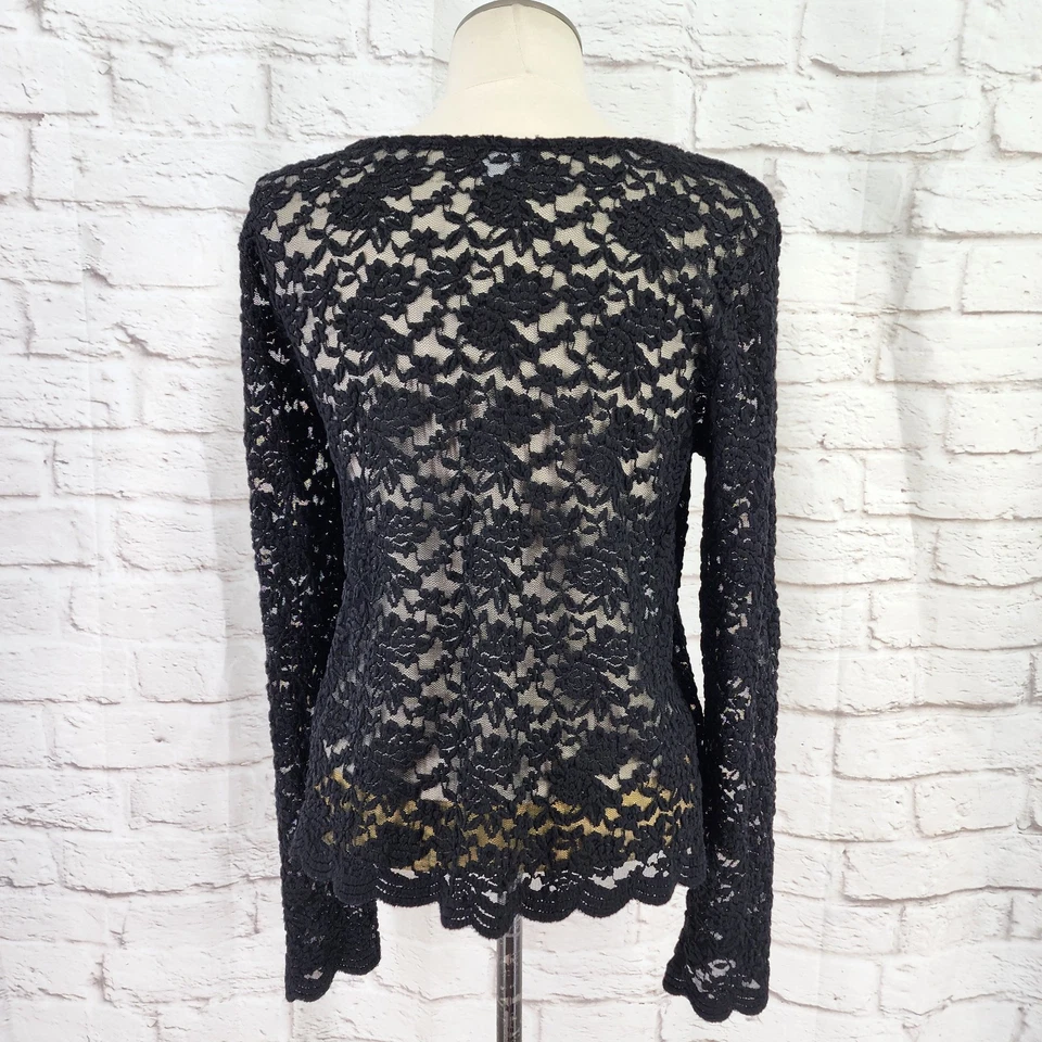 Top Decree Whimsigoth de encaje negro romance oscuro talla XL hada gótico puro delicado Foto 4 de 4