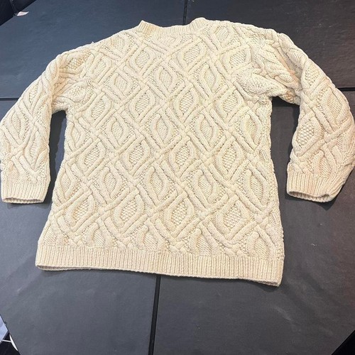 Superdicker & grober creme/hellbrauner Eddie Bauer Zopfmuster Pullover Damen Größe L - Bild 3 von 5