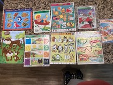 Lot of 9 Vintage 70's-80's Fun and Educational Kids Tray Puzzles