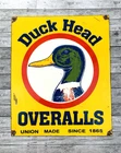 VINTAGE Duck Head OVERALLS MOTOR OIL PORCELAIN SERVICE PUMP STATION GAS SIGN