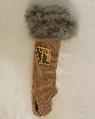 Vintage 80s Boot Toppers Sweater Knit Faux Fur Top Stirrup Leg Warmers USA New