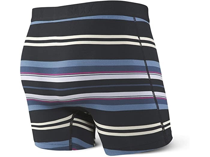 SAXX Men's 245338 Black Tartan Stripe Vibe Boxer Modern Fit