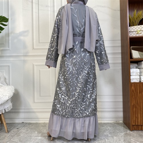 Embroidery Open Kaftan Dubai Muslim Women Long Cardigan Dress Abaya Robe Kimono - Picture 21 of 32
