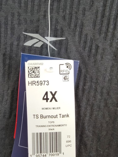 Reebok Plus Size Burnout Tank Top Women's 4X/26-28W Black Racerback Round Neck - Picture 15 of 15