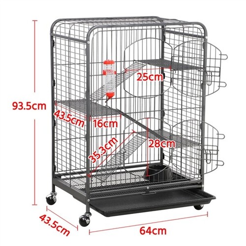 94cm Rat Cage 4-Tier Pet Cage w/ Bowl & Bottle for Ferret/ Chinchilla/ Rabbit - Picture 2 of 11
